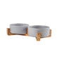 Ceramic Pet Bowl Dish With Wood Stand