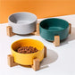 Ceramic Pet Bowl Dish With Wood Stand