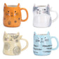 Cat Handcrafted Stoneware Ceramic 10oz Mugs, Set of 4